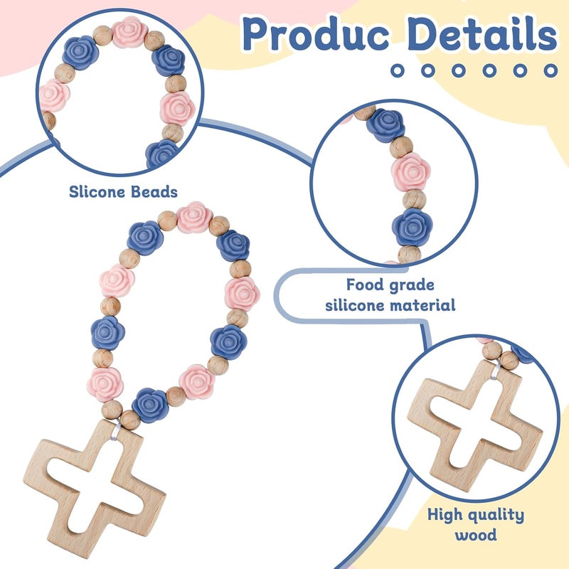 Sumalon Cross Baptism Silicone Rosary, First Communion Rosary Collection Shower Christian Communion Gifts - Image 3